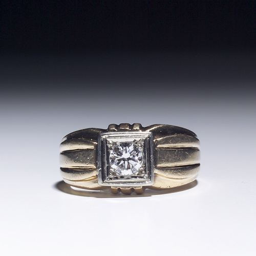 Appraisal: Gentleman's deco diamond ring of k white and yellow gold