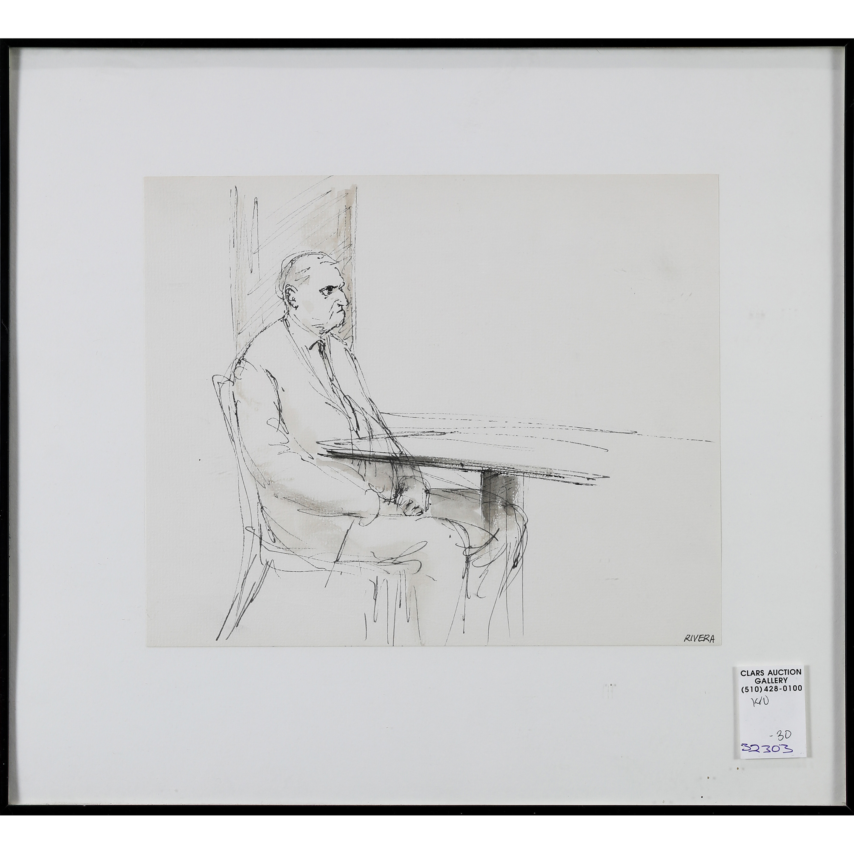 Appraisal: DRAWING ELIAS RIVERA Elias Rivera American - Seated Gentleman ink