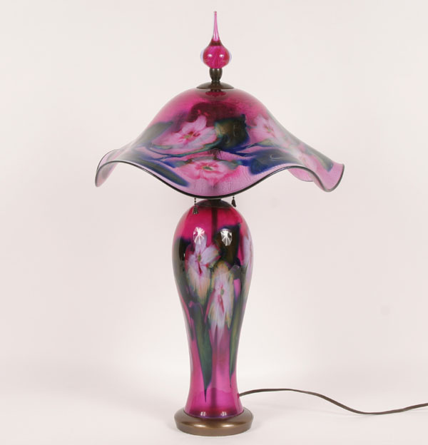 Appraisal: Charles Lotton Multi Flora art glass table lamp with original