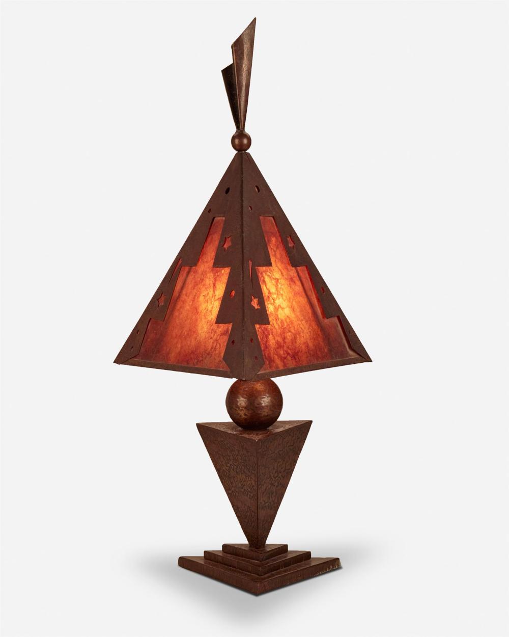 Appraisal: An American Art Deco copper table lamp Circa The geometric