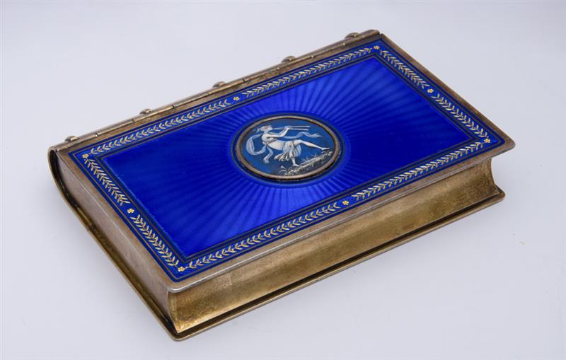 Appraisal: CONTINENTAL SILVER-GILT AND ENAMEL TRAVELING DESK SET PROBABLY SWISS With