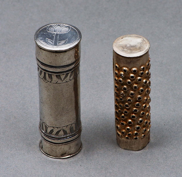 Appraisal: A QUEEN ANNE SILVER NUTMEG GRATER of tubular form press