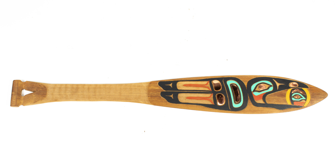 Appraisal: TLINGIT PADDLE Tlingit paddle inscribed Raven Stealing Daylight By Timber