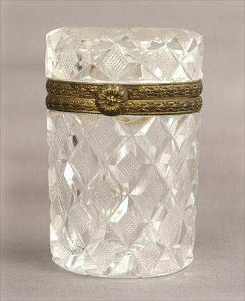 Appraisal: French Gilt-Brass Mounted Cut Glass Dresser Jar in in diam