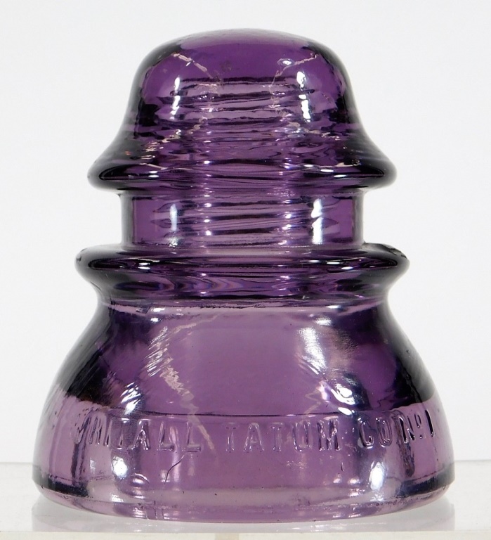 Appraisal: WHITALL TATUM PURPLE GLASS NO INSULATOR New Jersey Early th