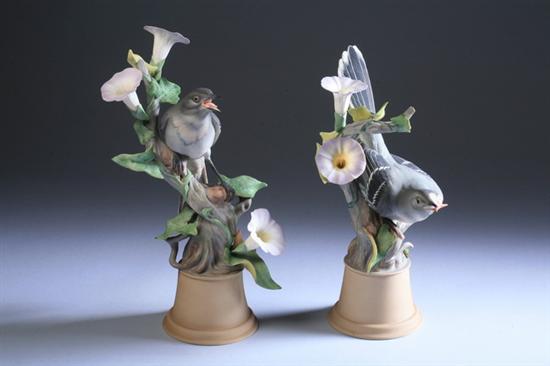 Appraisal: TWO BOEHM PORCELAIN FIGURES OF MOCKINGBIRDS No stamped and signed