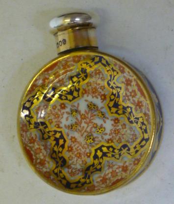 Appraisal: A LATE VICTORIAN CROWN DERBY PORCELAIN SCENT FLASK of circular