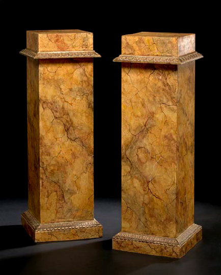 Appraisal: Pair of Faux Sienna Marble Square Pedestals in the Louis