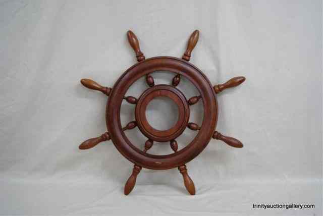 Appraisal: Wooden Ships Wheel Souvenir Wall HangingThis is a nice vintage