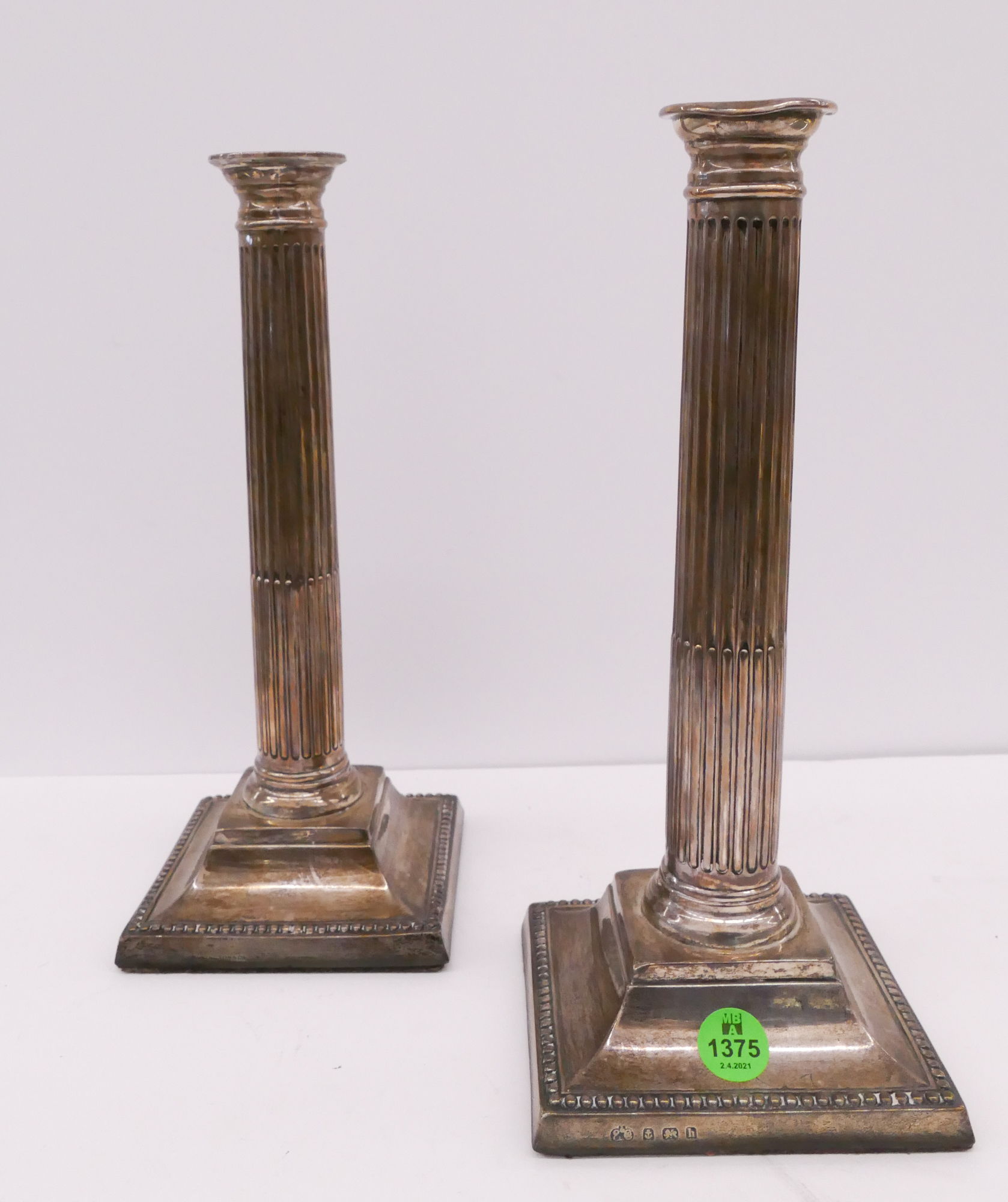 Appraisal: Pair Elkington English Weighted Sterling Neoclassical Candlesticks- ''