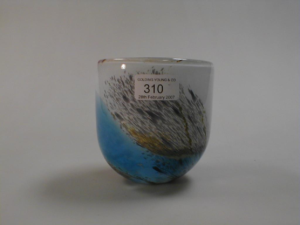 Appraisal: A Mdina swirl vase in blue and white with grey