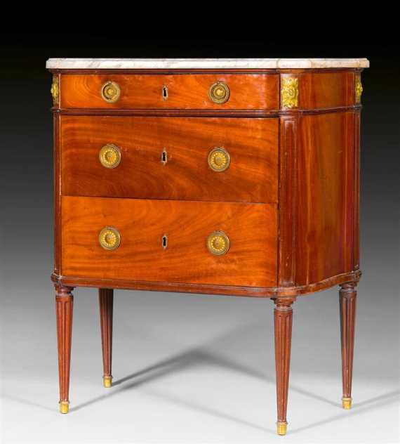 Appraisal: SMALL COMMODE Louis XVI stamped J F LELEU Jean-Francois Leleu