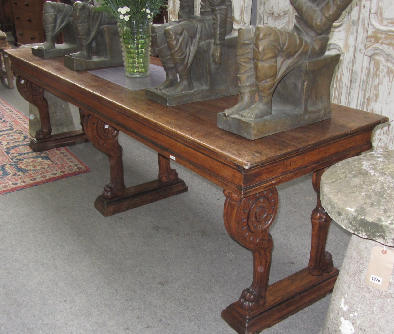 Appraisal: A th century French oak dining hall table with single