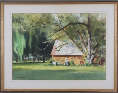 Appraisal: Buckingham Willows watercolor x SLL Newman Galleries label verso Artist