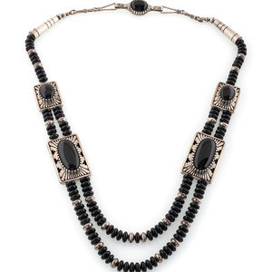 Appraisal: Toney Mitchell Din th st century Multi-Strand Jet Necklace with