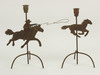 Appraisal: CANDLE STICKS - Pair of th C folk art sheet