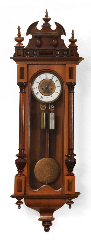 Appraisal: GUSTAV BECKER DOUBLE WEIGHT VIENNA REGULATOR CLOCK Removable architectural pediment