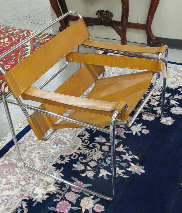 Appraisal: MARCEL BREUER CHROME AND LEATHER ARMCHAIR Knoll Wassily Chair No