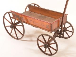 Appraisal: th Century Painted Wood Childs Wagon Box is - l