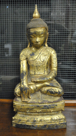 Appraisal: Burmese cold bronze seated figure of Buddha th th century