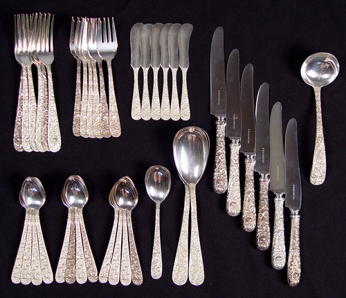 Appraisal: S KIRK SON REPOUSSE STERLING FLATWARE pieces include dinner forks