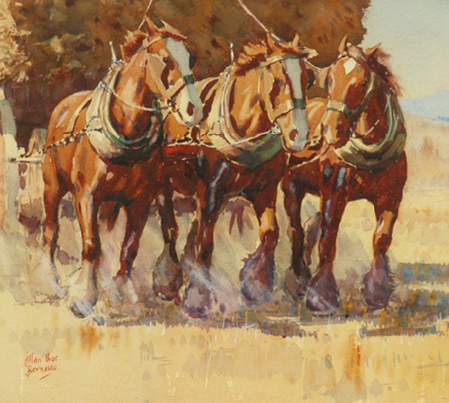 Appraisal: A T Bernaldo - Draught Horses watercolour signed 'Allan Thos