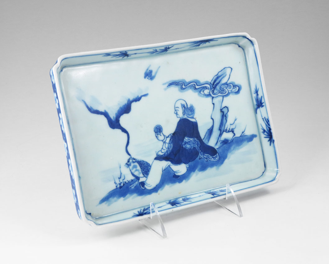 Appraisal: CHINESE PORCELAIN BLUE DECORATED TRAY Rectangular with cut corners measures