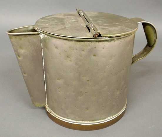 Appraisal: - Large pewter ale jug with brass rim h x