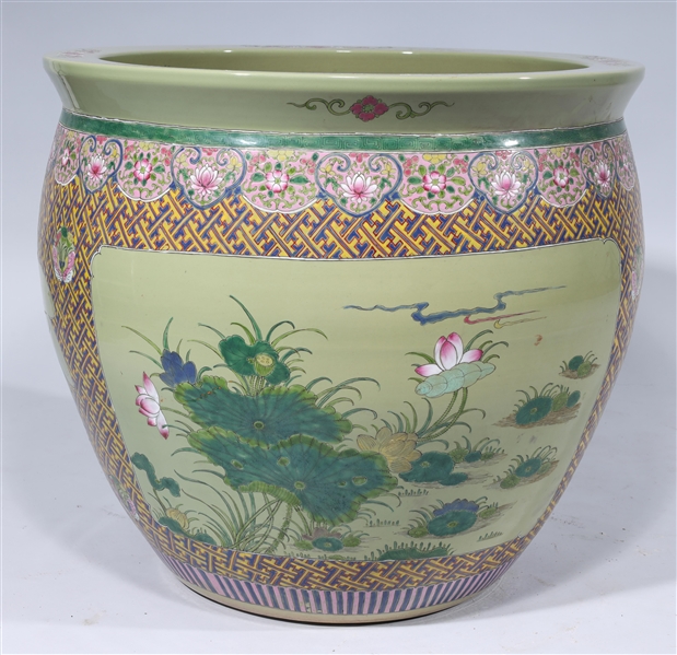 Appraisal: Large Chinese enameled porcelain jardini re with floral designs overall