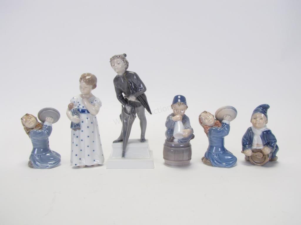 Appraisal: Group of Royal Copenhagen Porcelain Figures six total including boy