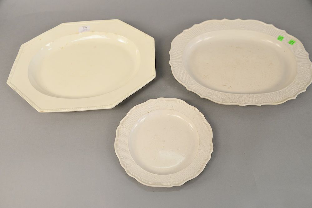 Appraisal: Three piece group having large salt glazed platter salt glazed