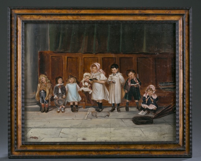 Appraisal: Late th c Victorian Genre Scene Untitled Children Singing Oil