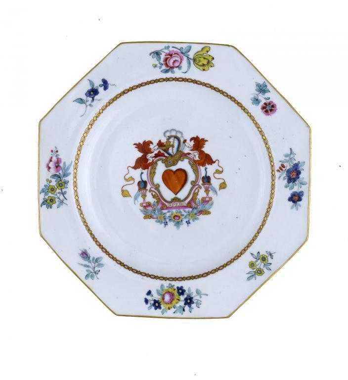 Appraisal: A DERBY ARMORIAL OCTAGONAL PLATE probably made as a a