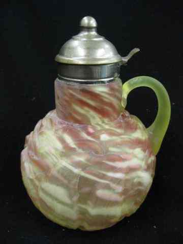 Appraisal: Northwood Victorian Satin Art Glass Syrup Pitcher '' Leaf mold