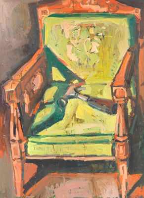 Appraisal: Eric Biret American Contemporary Untitled Chair and Hammer Oil on