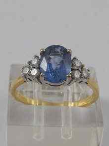 Appraisal: A diamond and cornflower blue sapphire ring set in ct