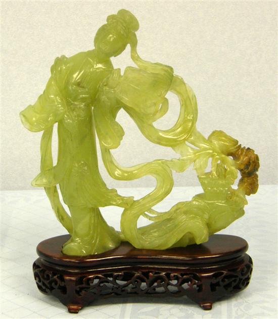 Appraisal: Chinese carved jade figure of lady with flowing robes and