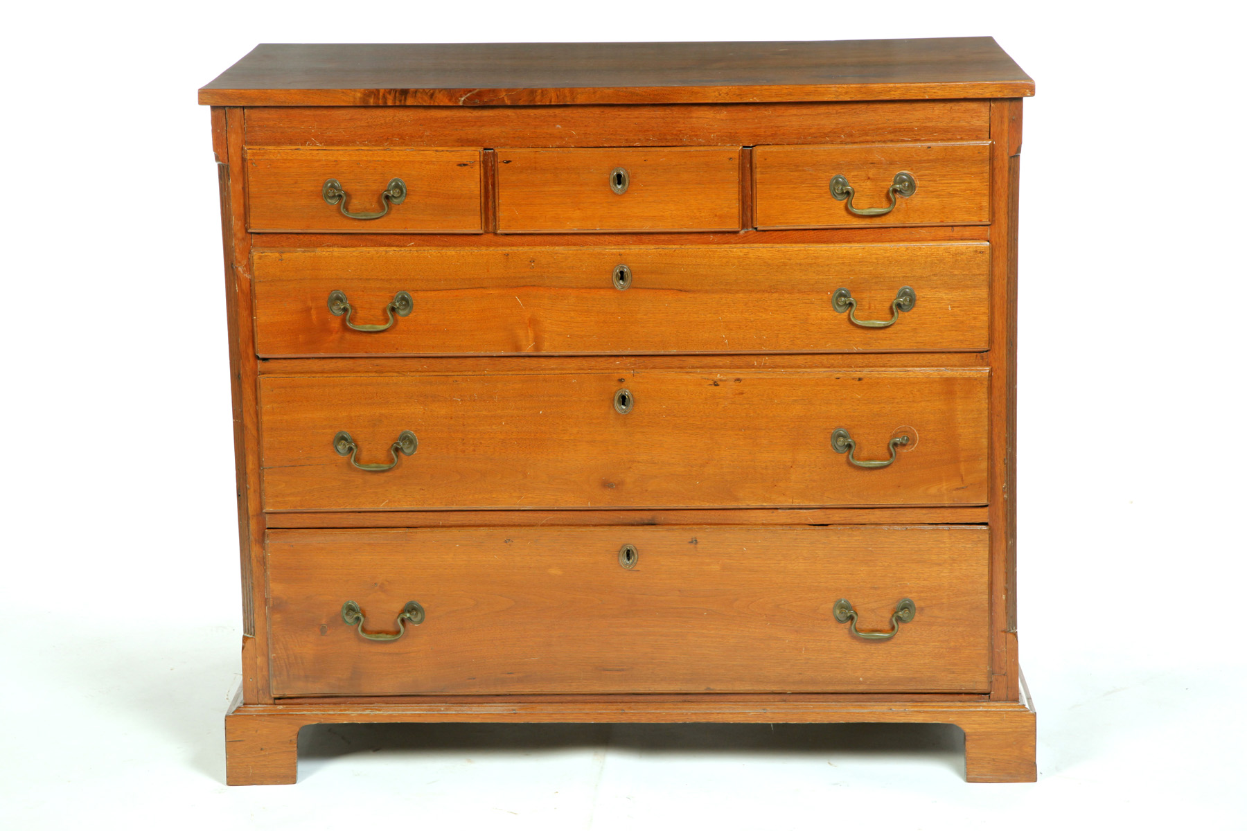 Appraisal: LATE CHIPPENDALE SIX-DRAWER CHEST American th quarter- th century walnut