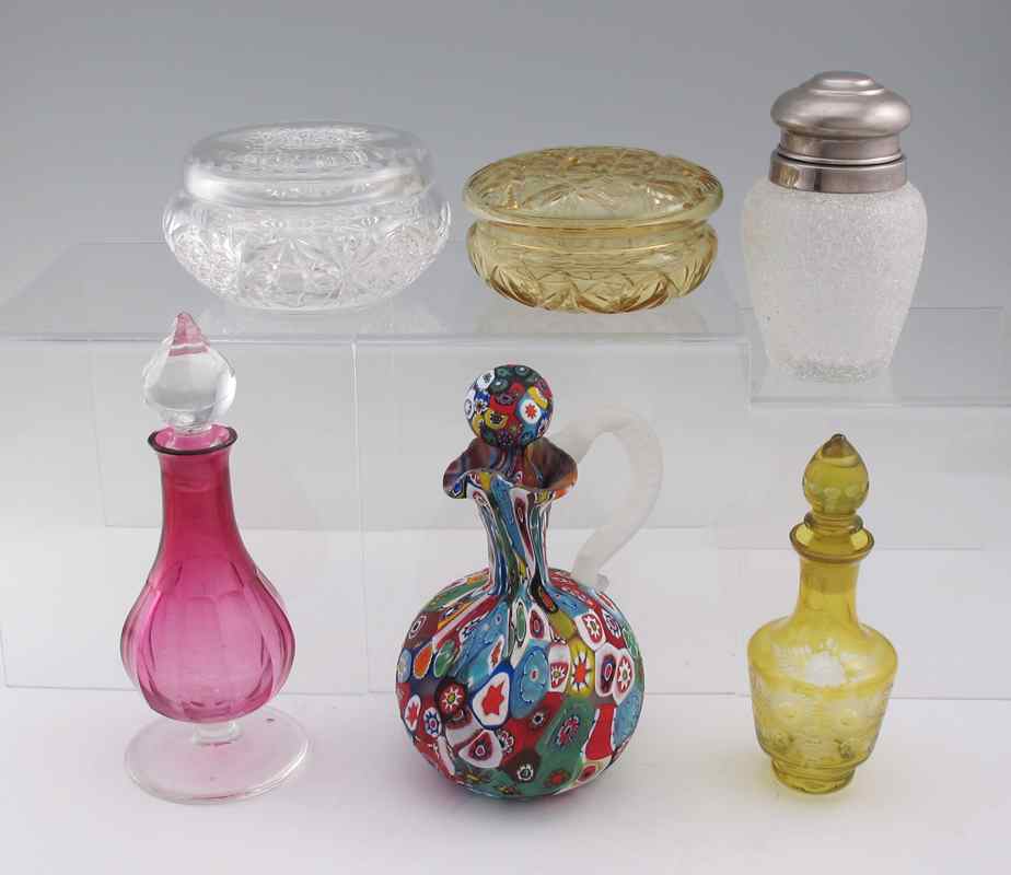 Appraisal: ESTATE COLLECTION OF GLASS DRESSER JARS AND BOTTLES Includes signed