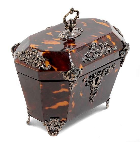 Appraisal: A Victorian Silver-Plate Mounted Tortoise Shell Card Box Height x