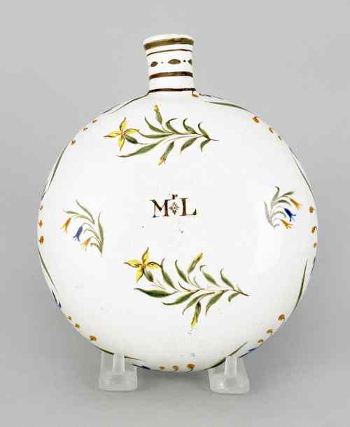 Appraisal: English pearlware canteen ca with floral decoration initialed ML h