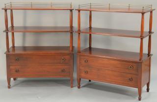 Appraisal: Pair of George IV style mahogany etageres with drawers ht