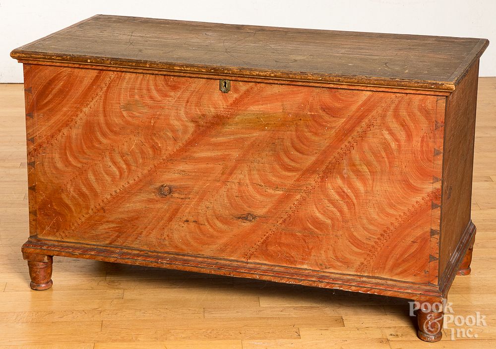 Appraisal: Pennsylvania painted pine blanket chest th c Pennsylvania painted pine