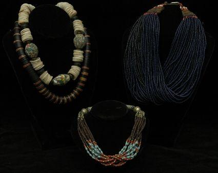 Appraisal: African Glass Bead Necklaces Together with glass hardstone coral and