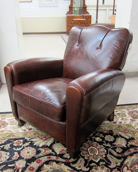 Appraisal: MONTAGE ESPRESSO LEATHER EASY CHAIR Stone Creek Classic by Moroni