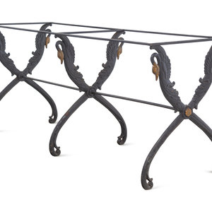 Appraisal: An Empire Style Parcel Gilt Iron Console Table Base th