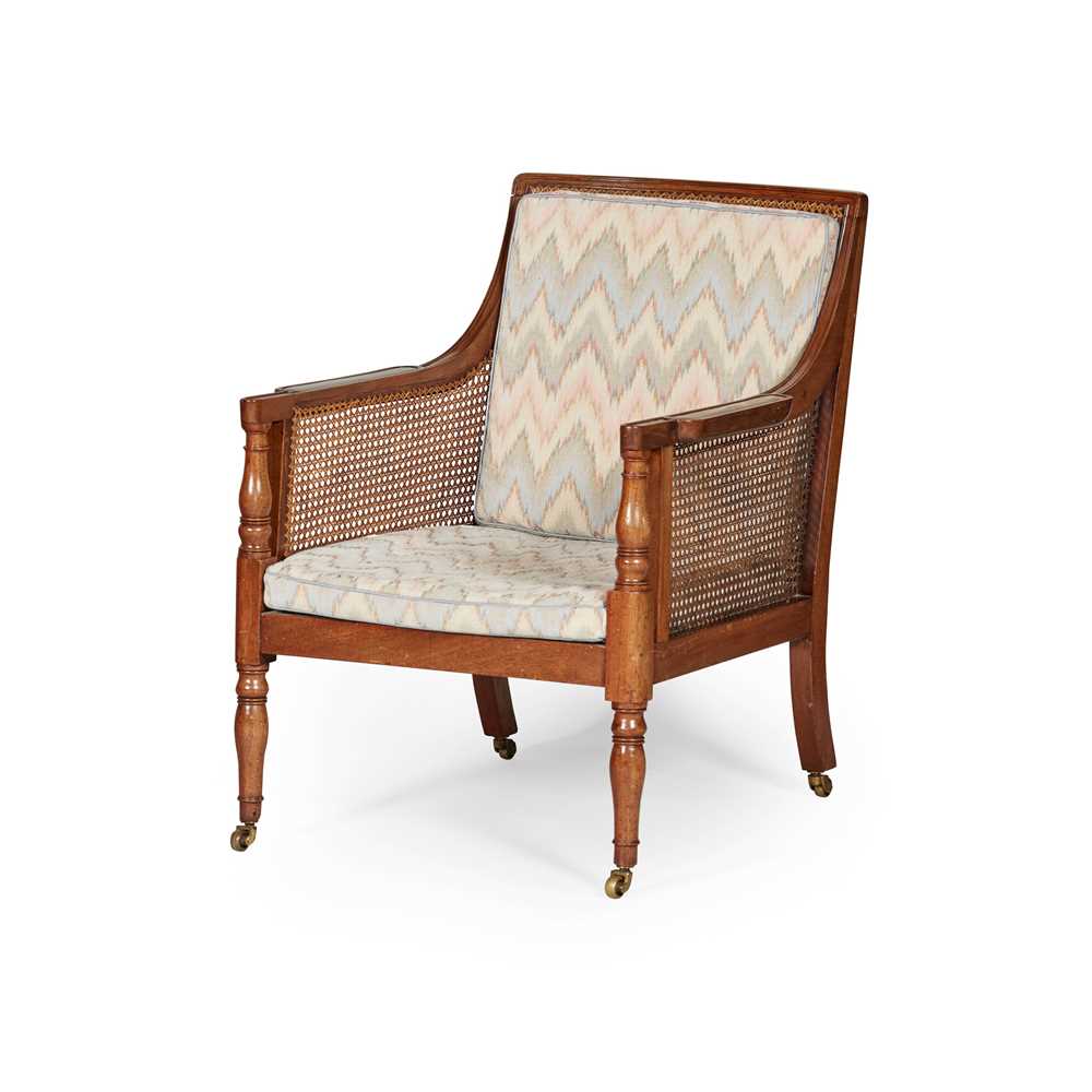 Appraisal: REGENCY MAHOGANY BERGERE EARLY TH CENTURY the caned back above