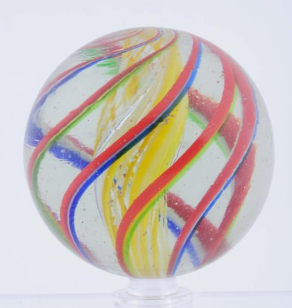 Appraisal: Large English Style Latticino Swirl Marble Bright yellow and white