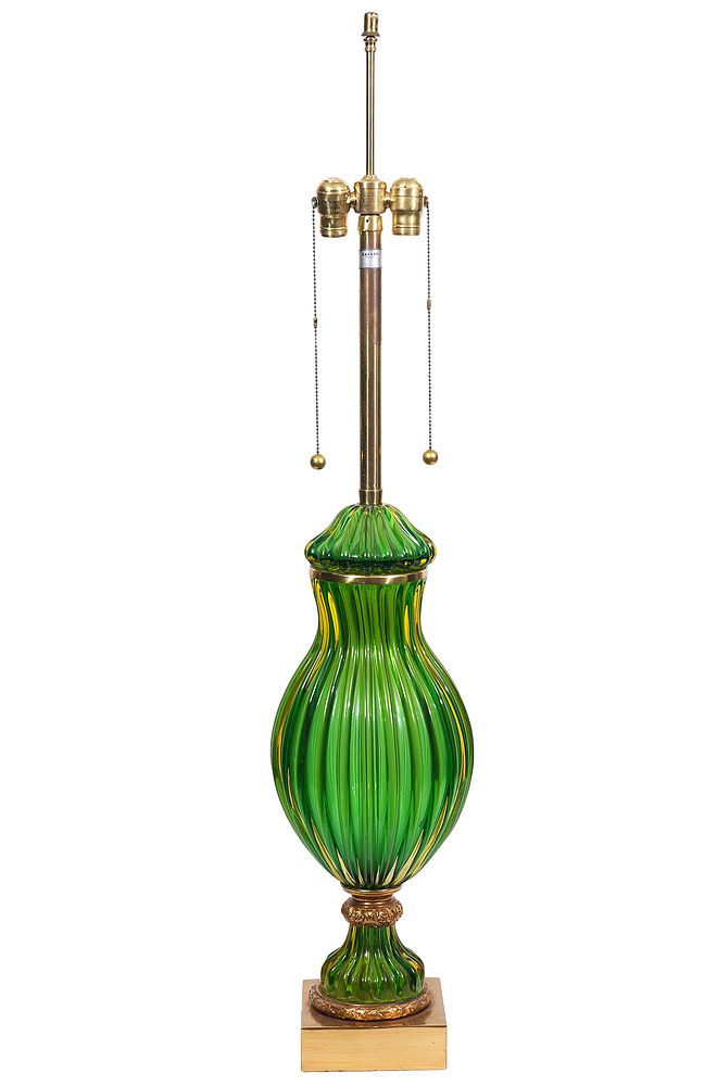 Appraisal: Murano Mabro Green Glass Lamp by Seguso Marbro green glass