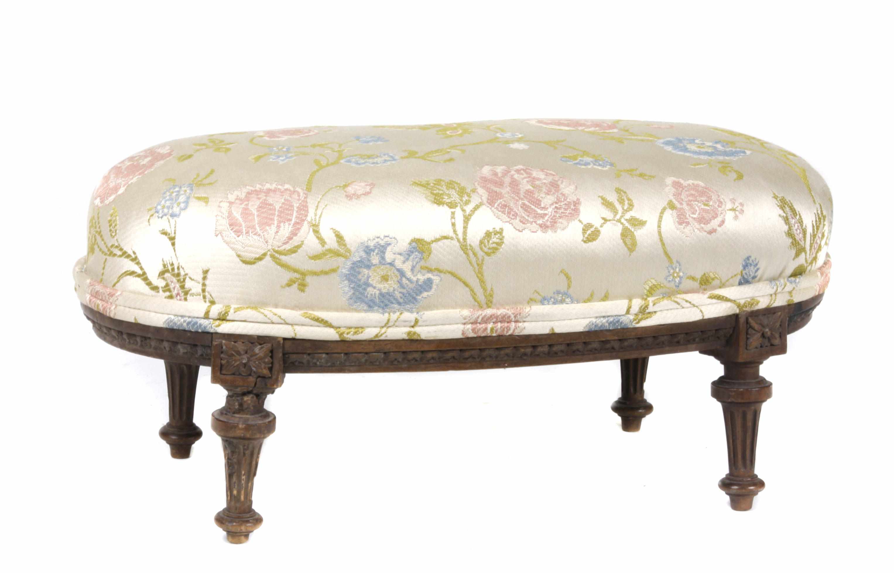 Appraisal: A Louis XVI style small beechwood footstool late th centuryheight